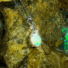 14kt White Gold pendant set with 0.72ct Crystal Opal and diamonds - Masterpiece Jewellery Opal & Gems Sydney Australia | Online Shop