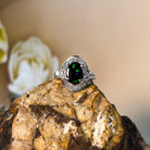 Platinum ring cluster design set with 1.56ct Black Opal and 0.91ct Diamonds - Masterpiece Jewellery Opal & Gems Sydney Australia | Online Shop