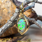 18kt Yellow Gold 4.19ct Black Opal and Diamond pendant - Masterpiece Jewellery Opal & Gems Sydney Australia | Online Shop