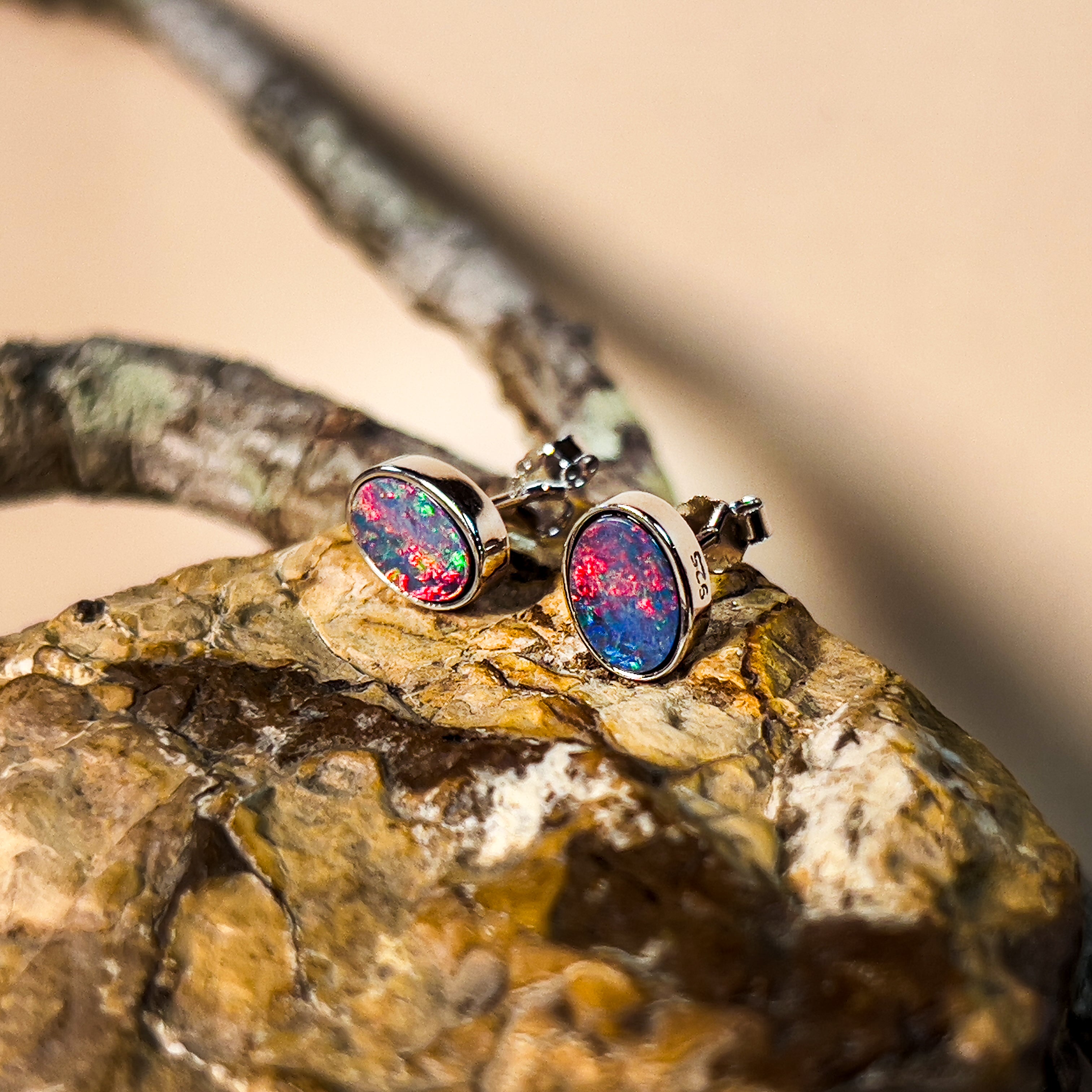 Sterling Silver 7x5mm Opal studs - Masterpiece Jewellery Opal & Gems Sydney Australia | Online Shop