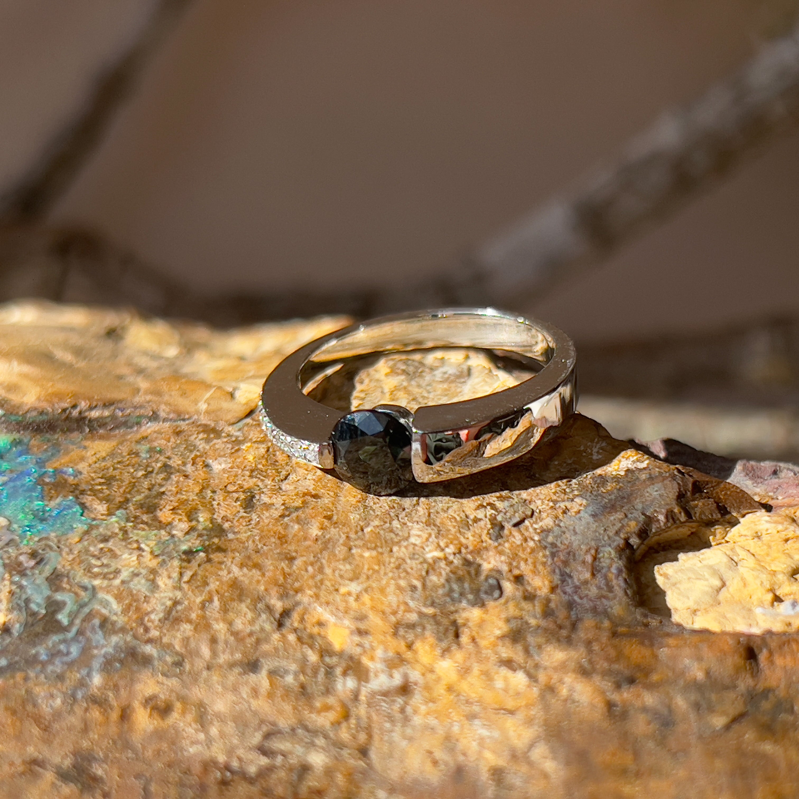 Platinum Blue Sapphire 1ct and Diamond ring - Masterpiece Jewellery Opal & Gems Sydney Australia | Online Shop