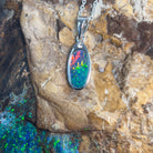 Sterling Silver Opal doublet 23.5x7.3mm pendant - Masterpiece Jewellery Opal & Gems Sydney Australia | Online Shop