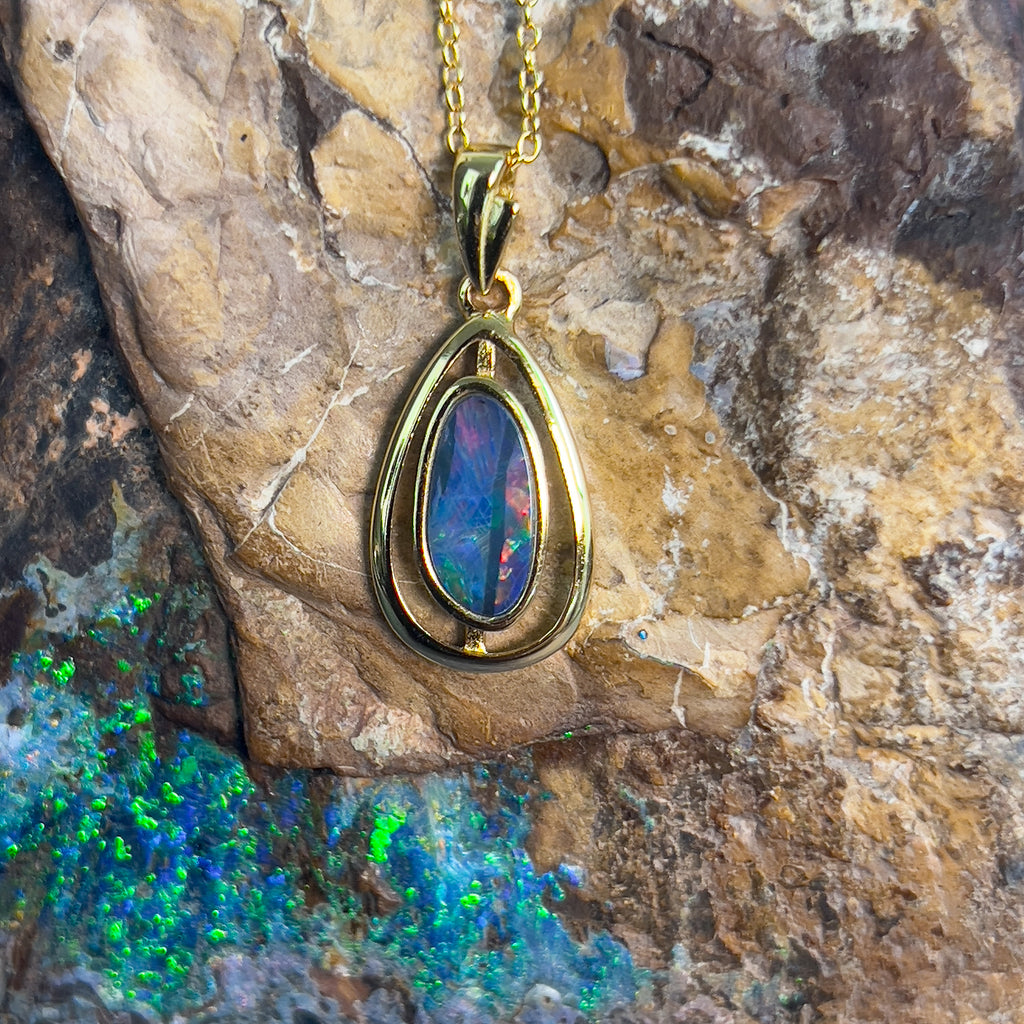 Gold plated silver Opal doublet pendant - Masterpiece Jewellery Opal & Gems Sydney Australia | Online Shop