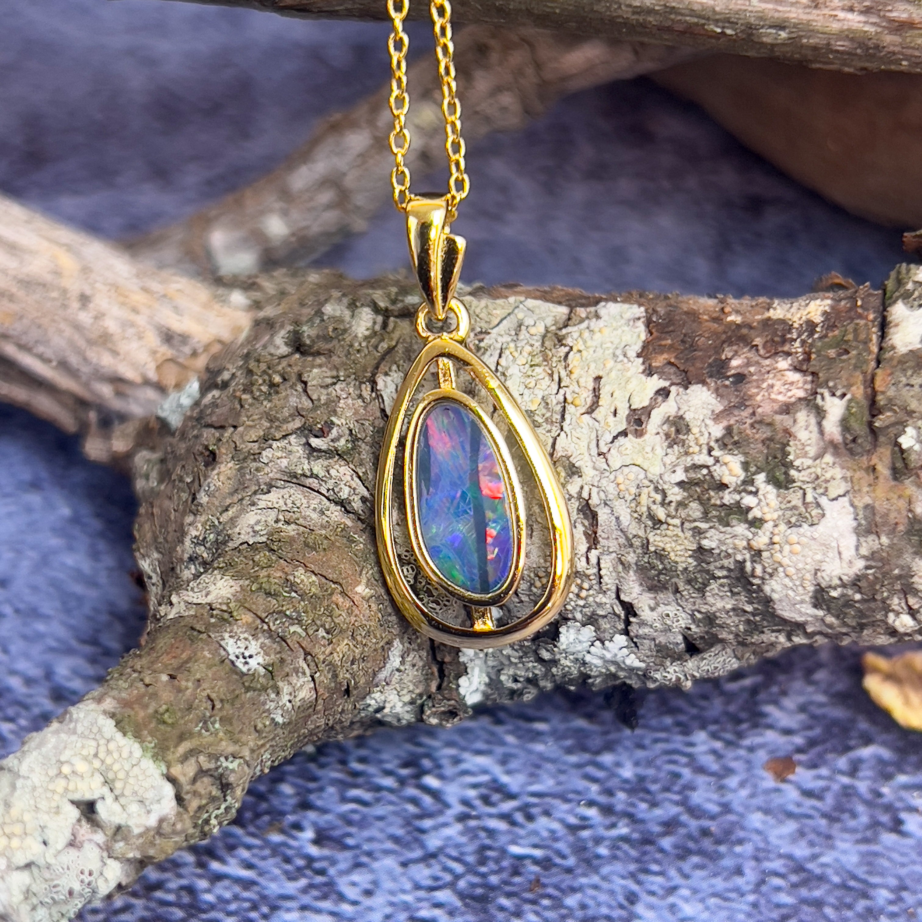 Gold plated silver Opal doublet pendant - Masterpiece Jewellery Opal & Gems Sydney Australia | Online Shop