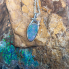Sterling Silver Opal doublet 21.6x8.9mm pendant - Masterpiece Jewellery Opal & Gems Sydney Australia | Online Shop