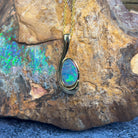 Gold Plated swirl Opal doublet 27.7x11mm pendant - Masterpiece Jewellery Opal & Gems Sydney Australia | Online Shop