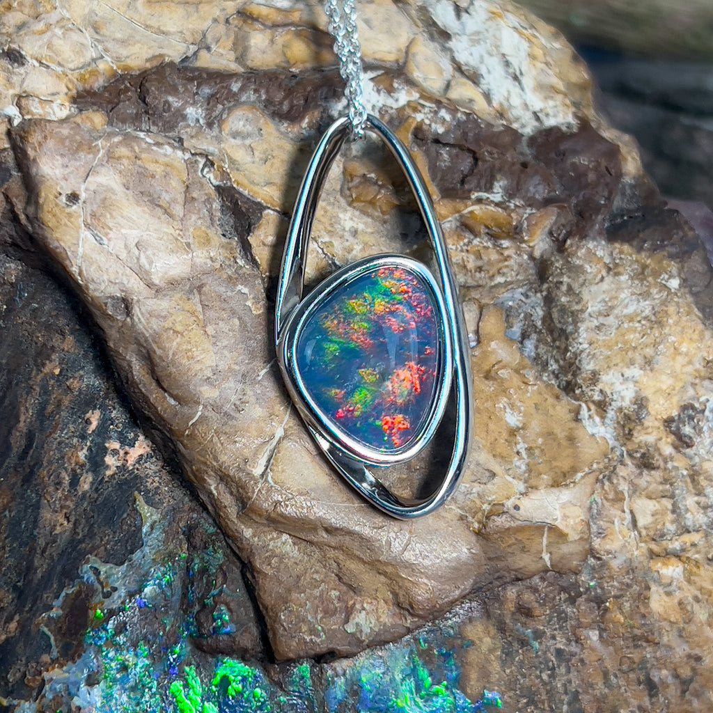 Sterling Silver Opal triplet pendant 30.7x15.2mm - Masterpiece Jewellery Opal & Gems Sydney Australia | Online Shop