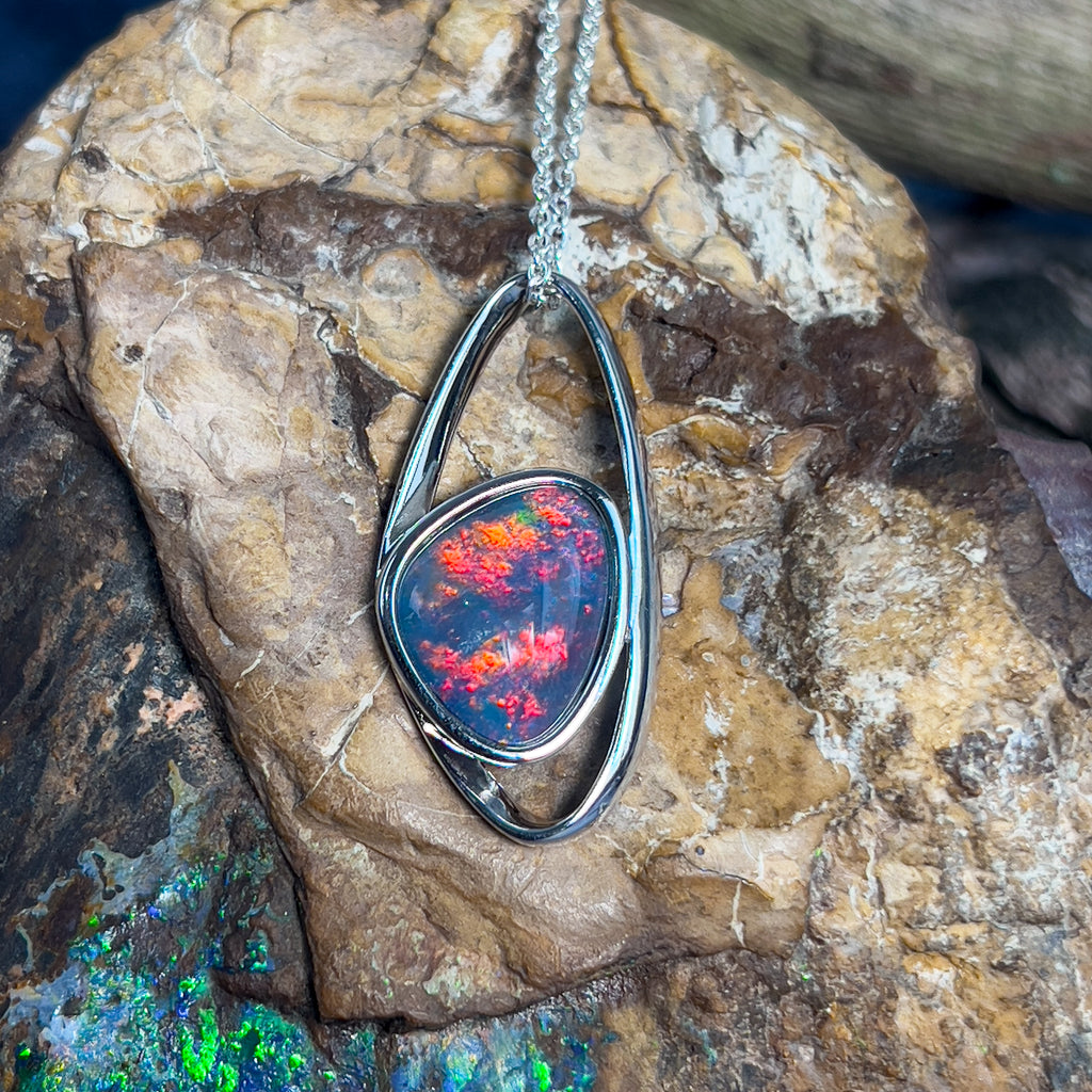 Sterling Silver Opal triplet pendant 30.7x15.2mm - Masterpiece Jewellery Opal & Gems Sydney Australia | Online Shop