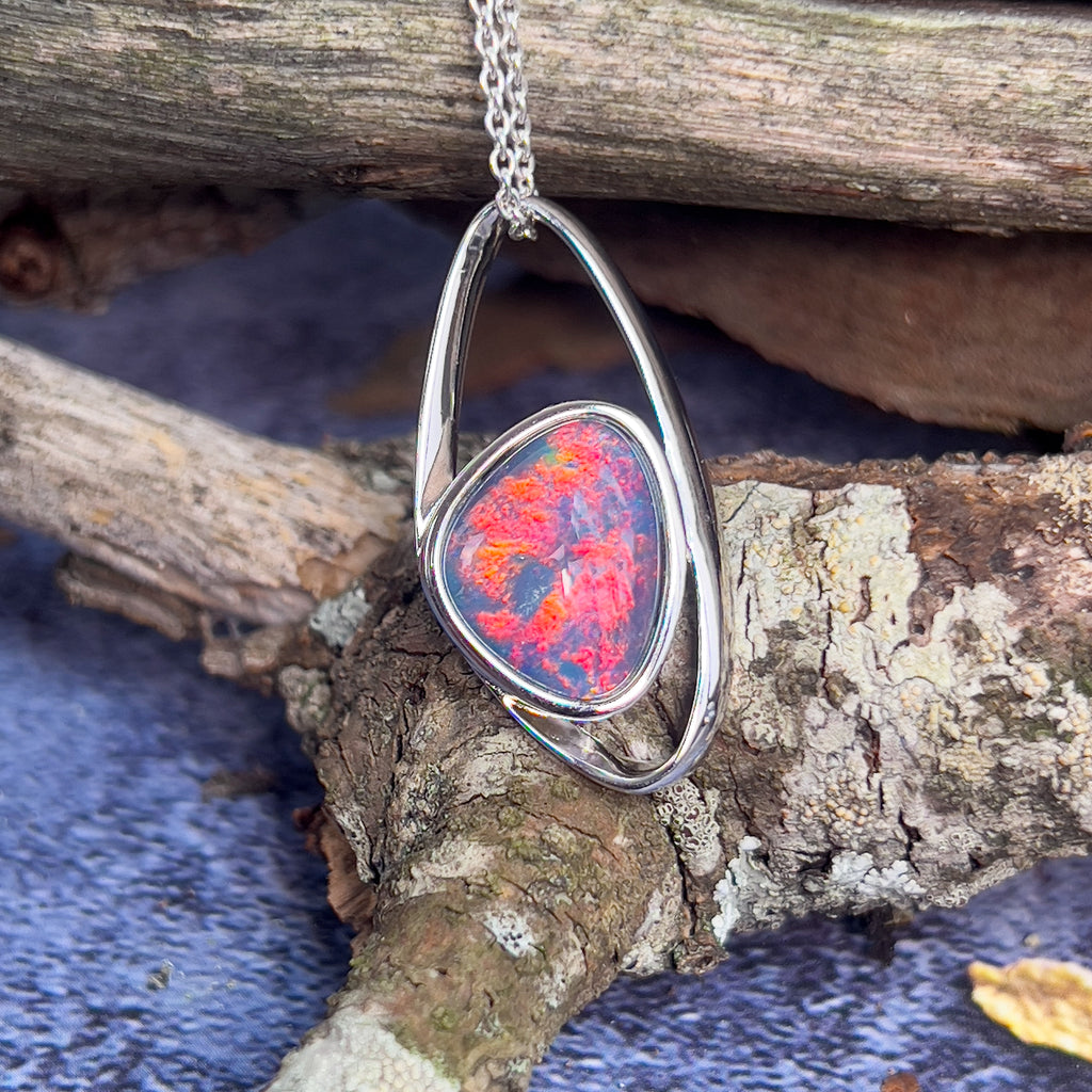 Sterling Silver Opal triplet pendant 30.7x15.2mm - Masterpiece Jewellery Opal & Gems Sydney Australia | Online Shop
