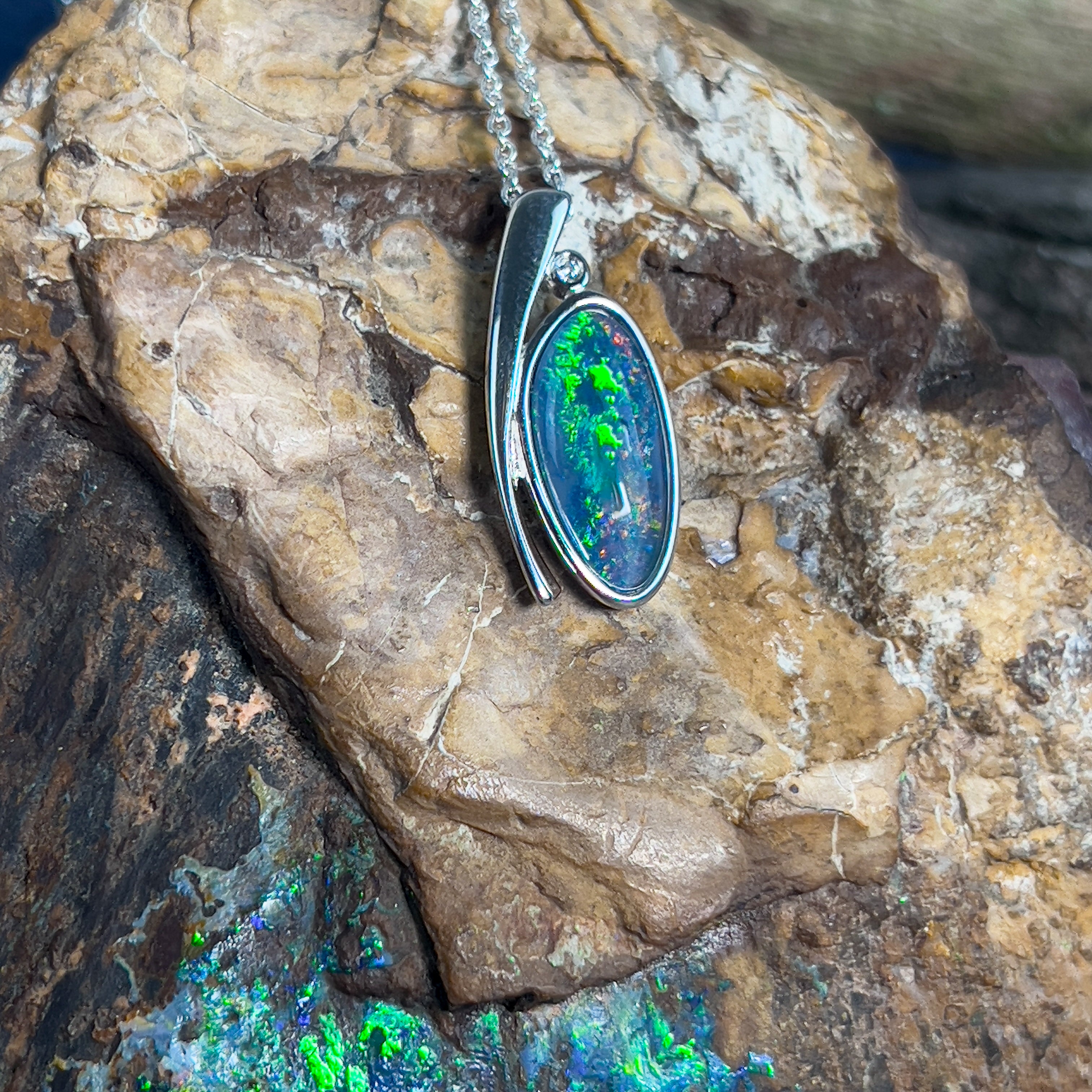 Sterling Silver Opal triplet pendant 22.8x10.1mm - Masterpiece Jewellery Opal & Gems Sydney Australia | Online Shop