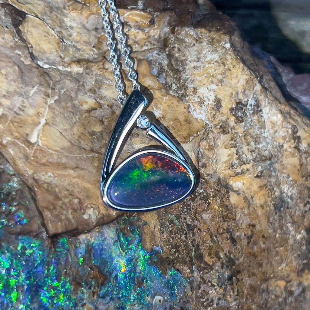 Sterling Silver Opal triplet pendant 18.2x14.8mm - Masterpiece Jewellery Opal & Gems Sydney Australia | Online Shop