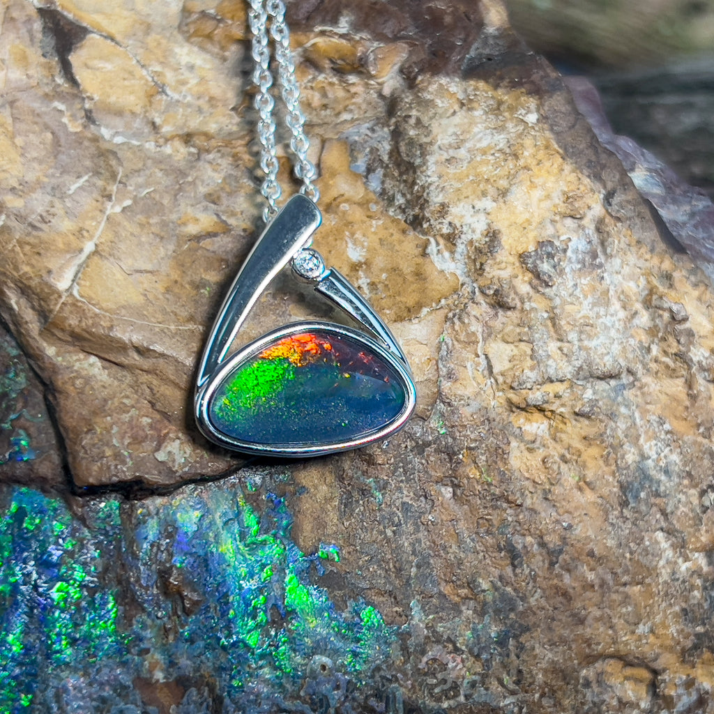 Sterling Silver Opal triplet pendant 18.2x14.8mm - Masterpiece Jewellery Opal & Gems Sydney Australia | Online Shop