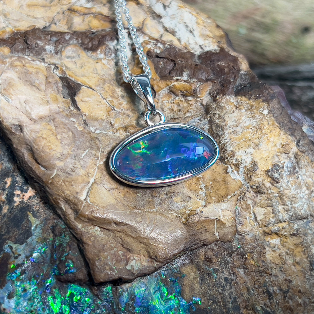 Sterling Silver Opal triplet 20x18.9mm pendant - Masterpiece Jewellery Opal & Gems Sydney Australia | Online Shop
