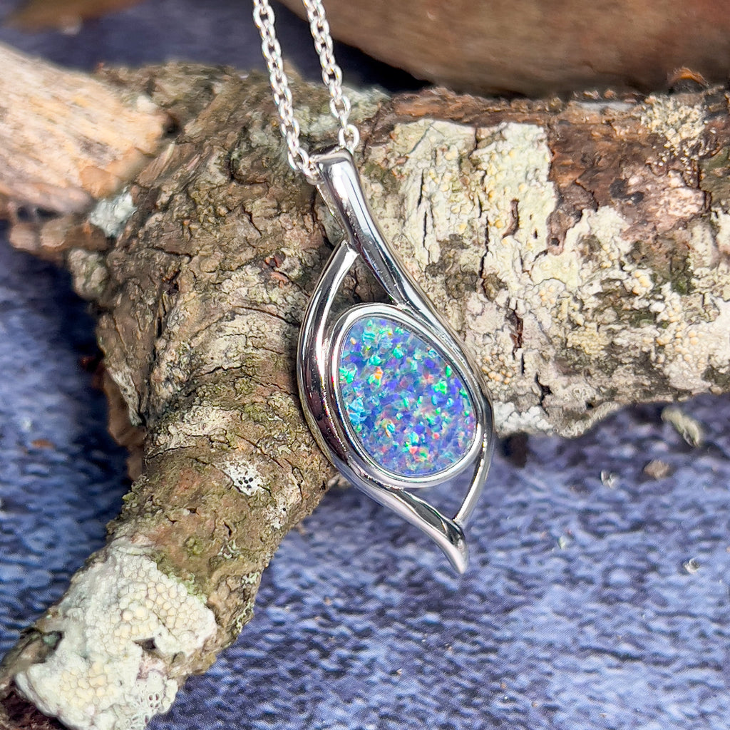 Sterling Silver Freeform Opal doublet 2.24ct pendant - Masterpiece Jewellery Opal & Gems Sydney Australia | Online Shop