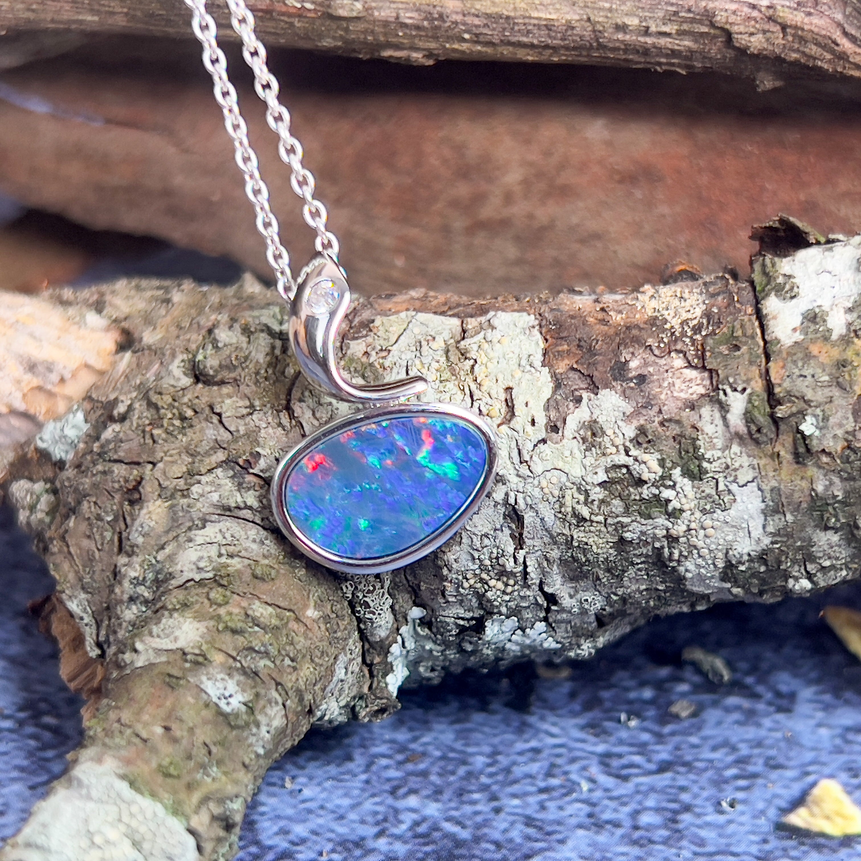 Sterling Silver Opal doublet 19.1x13.4mm pendant - Masterpiece Jewellery Opal & Gems Sydney Australia | Online Shop