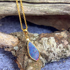 Gold Plated Silver Opal doublet 25x8.2mm pendant - Masterpiece Jewellery Opal & Gems Sydney Australia | Online Shop