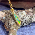 Yellow Gold plated silver opal doublet 27x6.2mm pendant - Masterpiece Jewellery Opal & Gems Sydney Australia | Online Shop