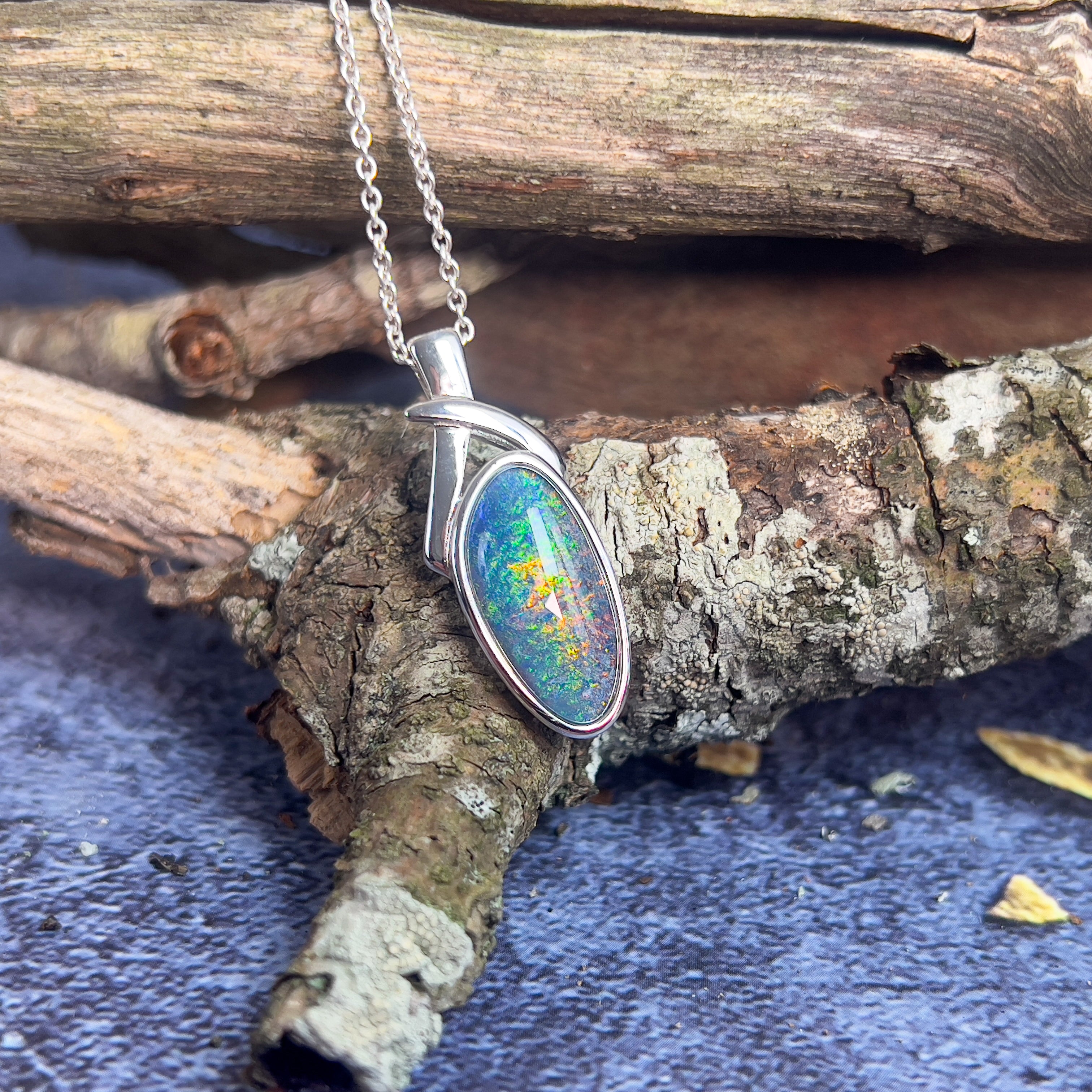 Sterling Silver Opal triplet 28.5x11.2mm pendant - Masterpiece Jewellery Opal & Gems Sydney Australia | Online Shop