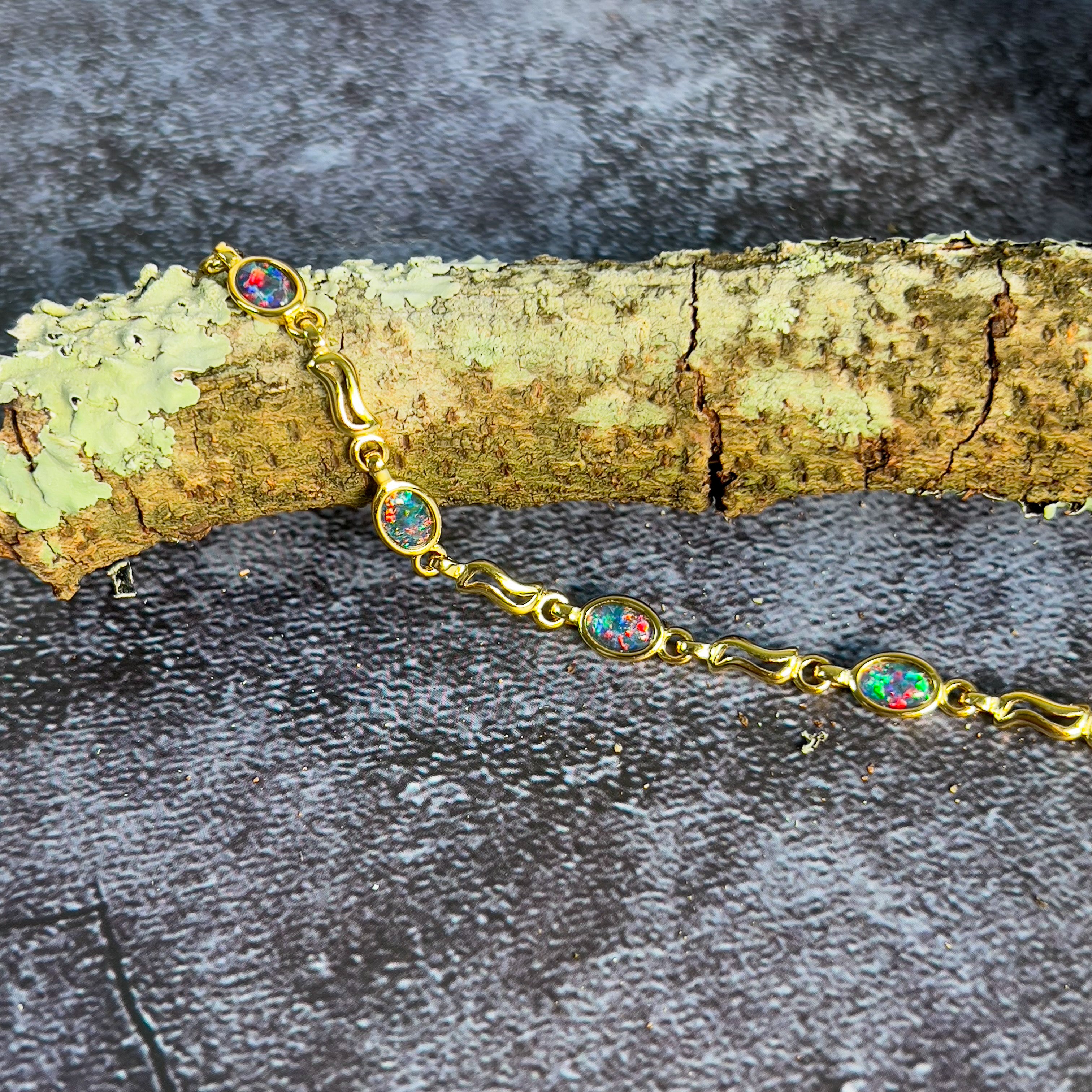 Gold plated silver 6x4mm bracelet wave cut out links - Masterpiece Jewellery Opal & Gems Sydney Australia | Online Shop