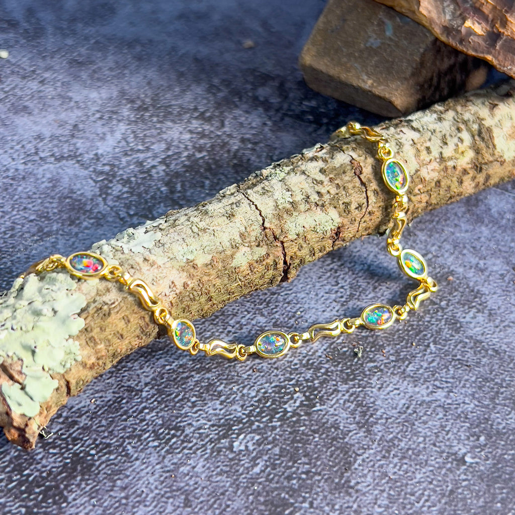Gold plated silver 6x4mm bracelet wave cut out links - Masterpiece Jewellery Opal & Gems Sydney Australia | Online Shop