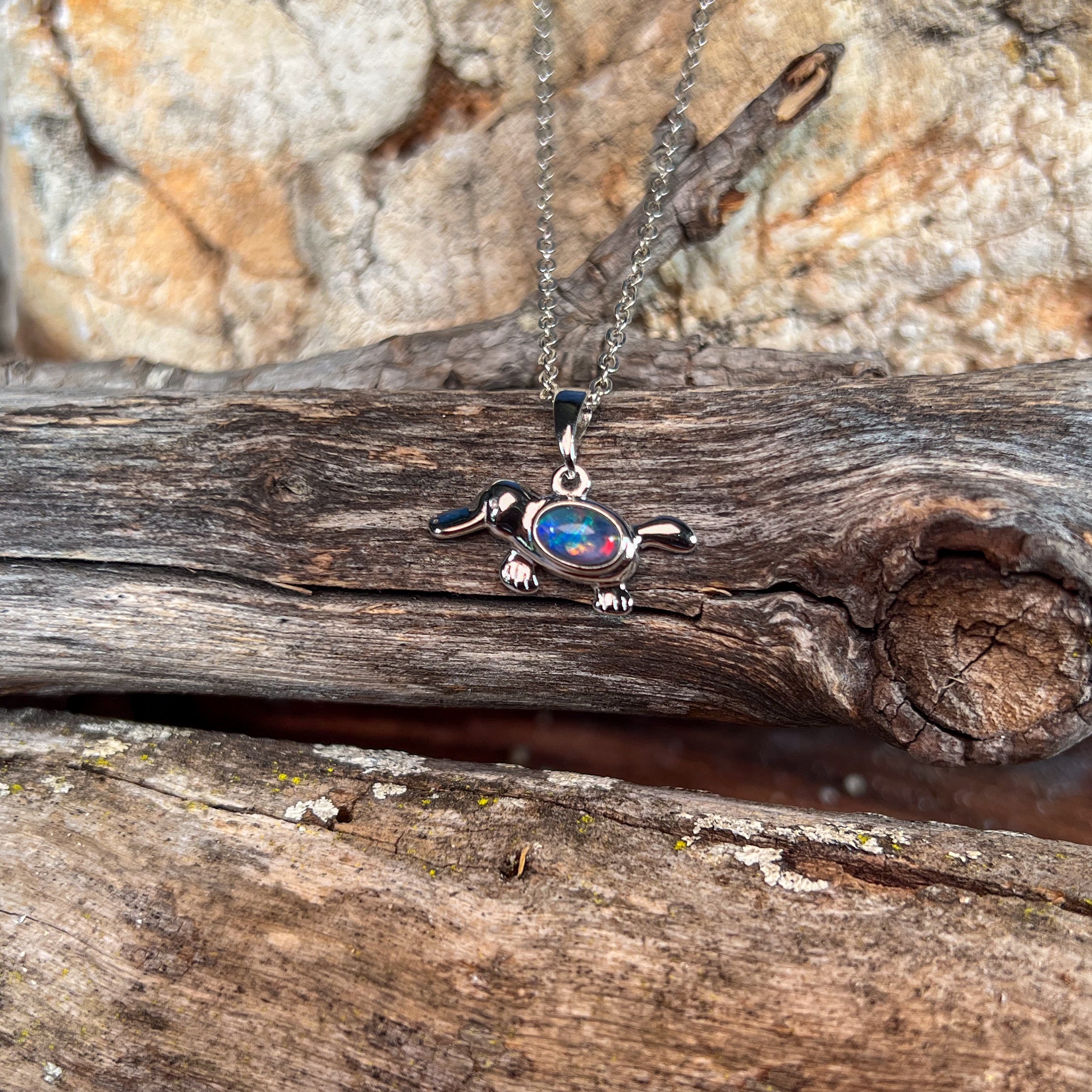 Australian Triplet Opal Pendant - 925 Sterling Silver Teardrop - Handmade Natural Gemstone Jewelry
