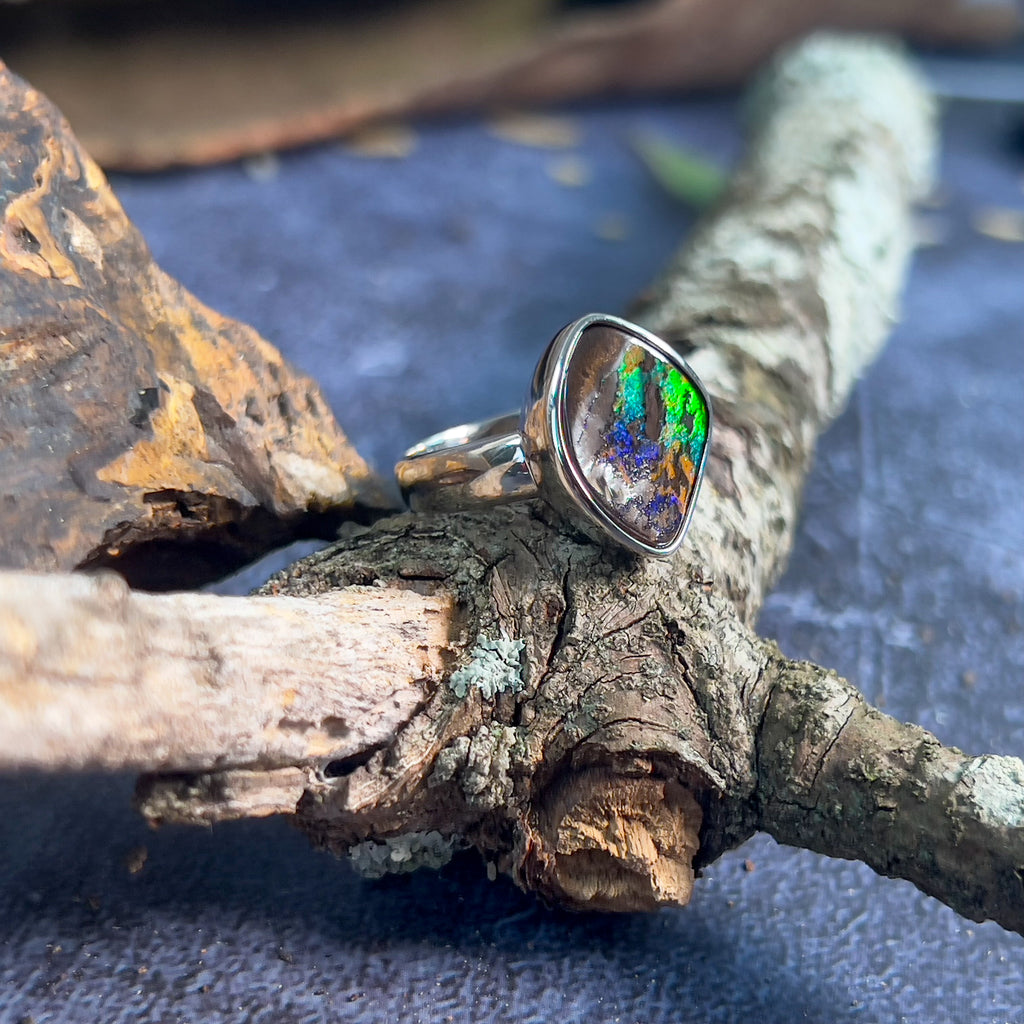 One Sterling Silver Boulder Opal ring - Masterpiece Jewellery Opal & Gems Sydney Australia | Online Shop