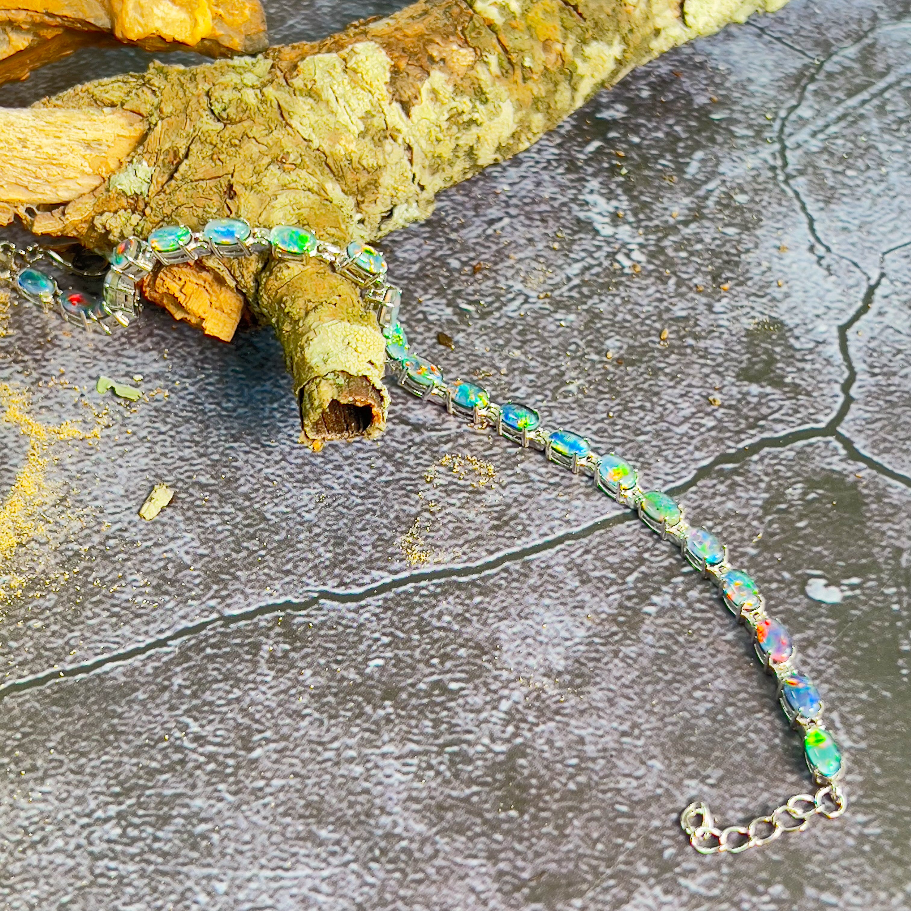 Sterling Silver Opal 5x3mm triplet tennis bracelet - Masterpiece Jewellery Opal & Gems Sydney Australia | Online Shop