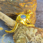 Gold Plated Kangaroo Brooch with one Opal triplet - Masterpiece Jewellery Opal & Gems Sydney Australia | Online Shop