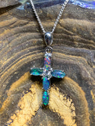 Sterling Silver Cross Opal pendant - Masterpiece Jewellery Opal & Gems Sydney Australia | Online Shop