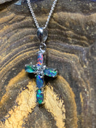 Sterling Silver Cross Opal pendant - Masterpiece Jewellery Opal & Gems Sydney Australia | Online Shop