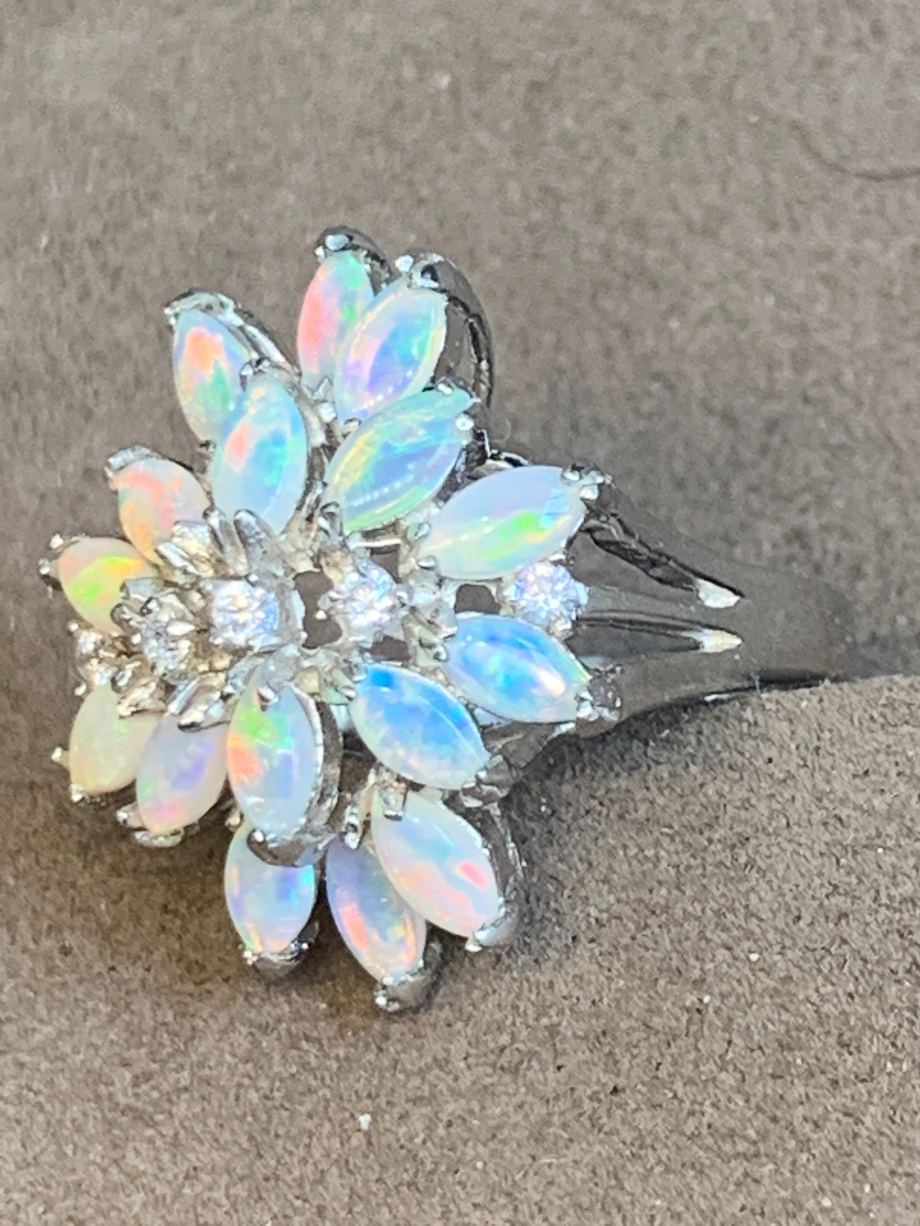 STERLING SILVER OPAL LOTUS RING - Masterpiece Jewellery Opal & Gems Sydney Australia | Online Shop