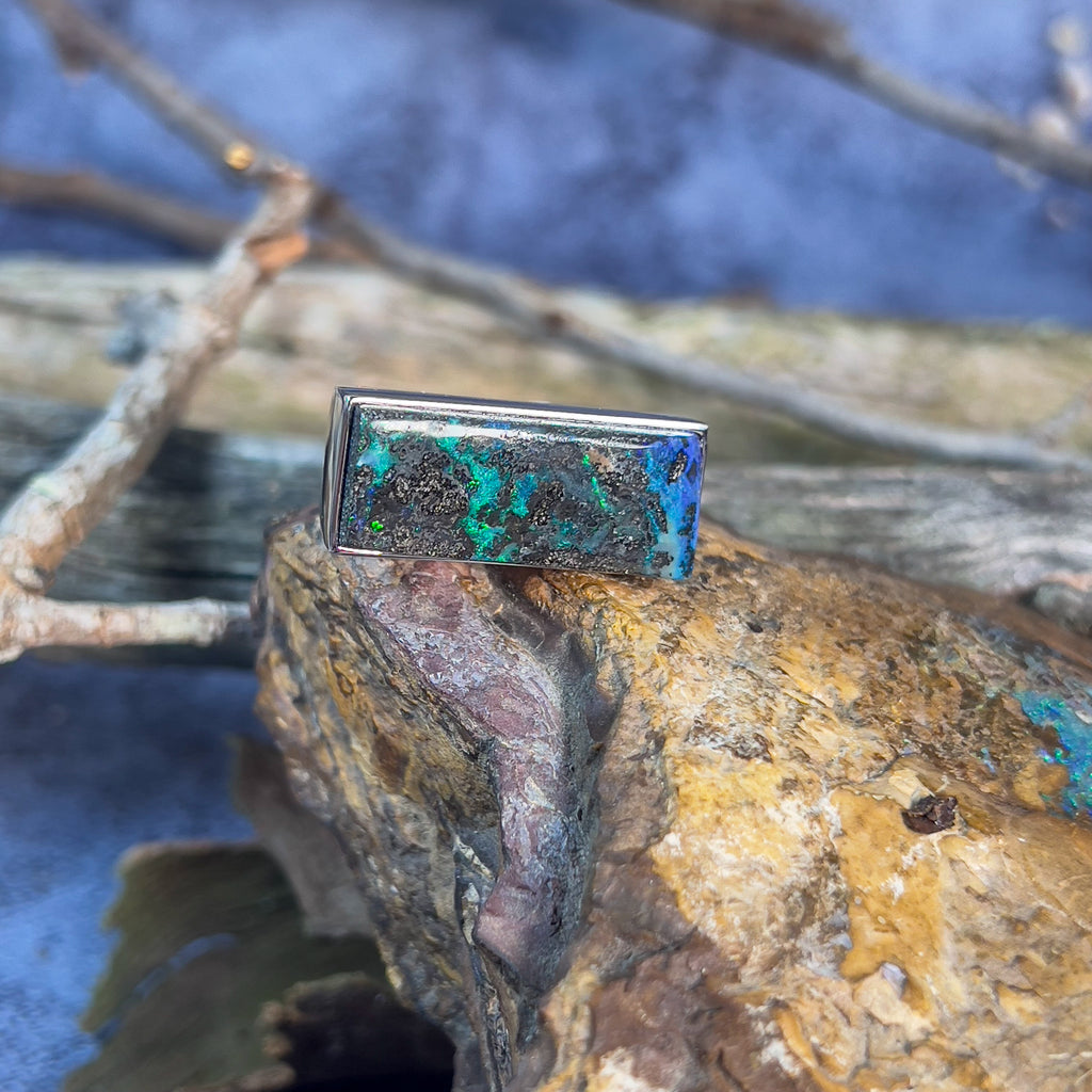 Sterling Silver Boulder Opal 15.58ct ring - Masterpiece Jewellery Opal & Gems Sydney Australia | Online Shop