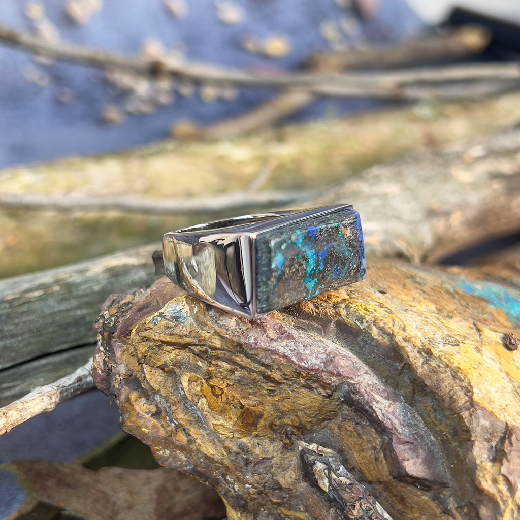 Sterling Silver Boulder Opal 15.58ct ring - Masterpiece Jewellery Opal & Gems Sydney Australia | Online Shop