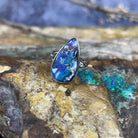 Sterling Silver Boulder Opal 24x14.5mm ring - Masterpiece Jewellery Opal & Gems Sydney Australia | Online Shop