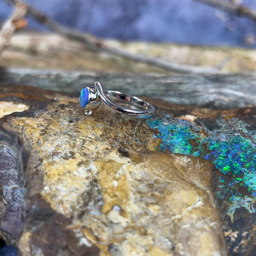 Sterling Silver Opal doublet 6mm split shank - Masterpiece Jewellery Opal & Gems Sydney Australia | Online Shop