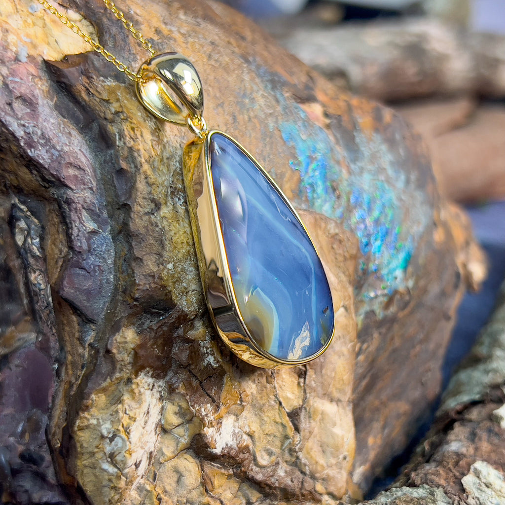 Gold Plated Sterling Silver Boulder Opal 42.89ct pendant - Masterpiece Jewellery Opal & Gems Sydney Australia | Online Shop
