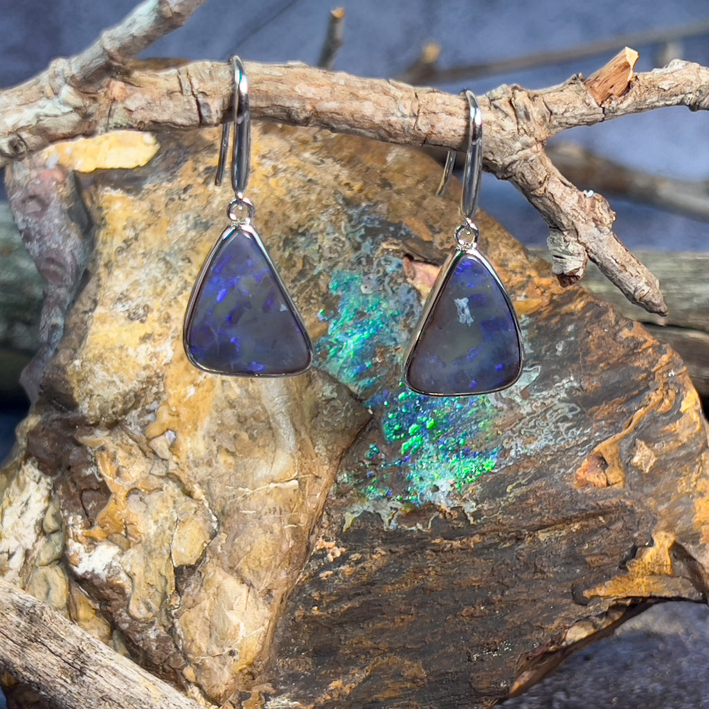 Sterling Silver dangling Boulder Opal 13ct triangle shape - Masterpiece Jewellery Opal & Gems Sydney Australia | Online Shop