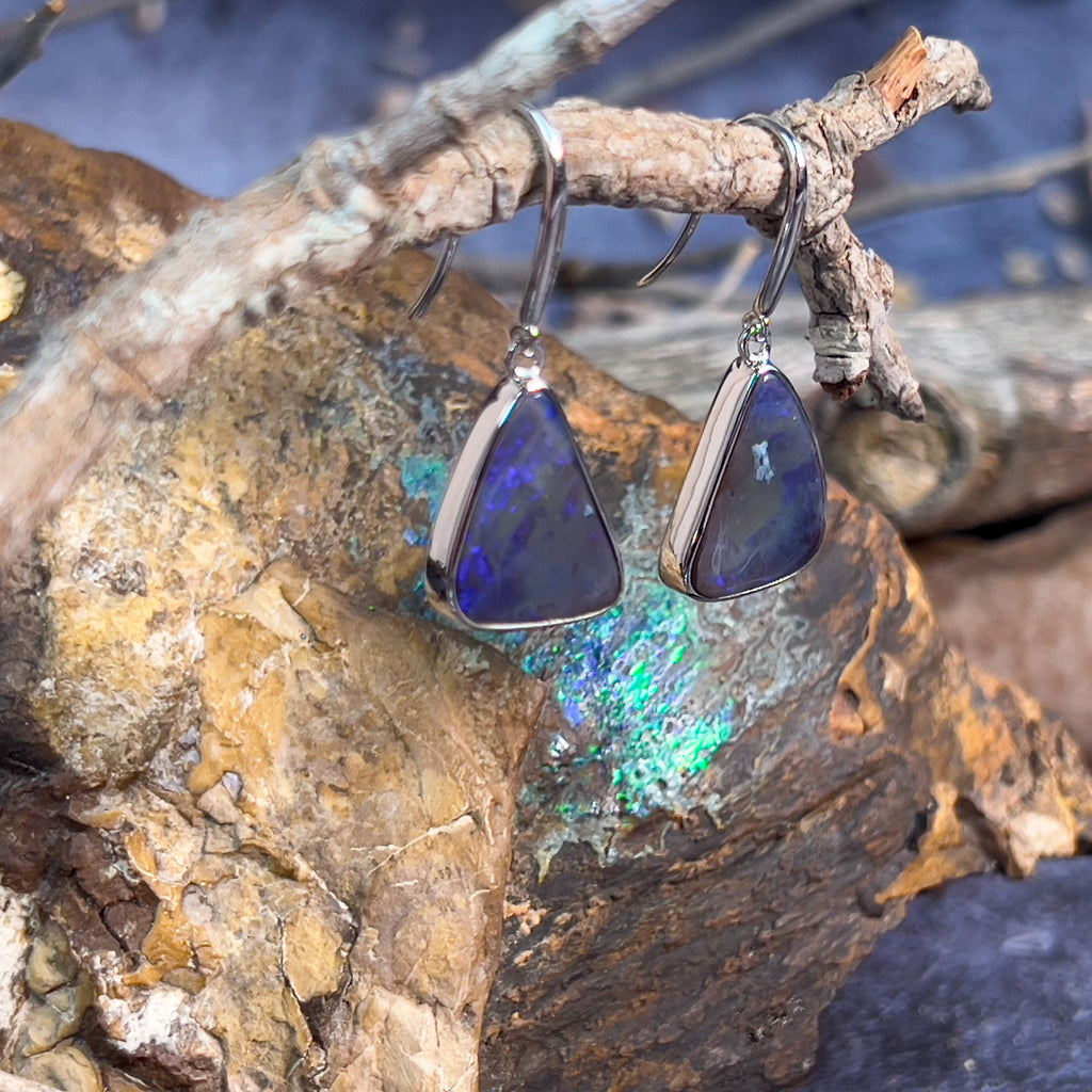 Sterling Silver dangling Boulder Opal 13ct triangle shape - Masterpiece Jewellery Opal & Gems Sydney Australia | Online Shop