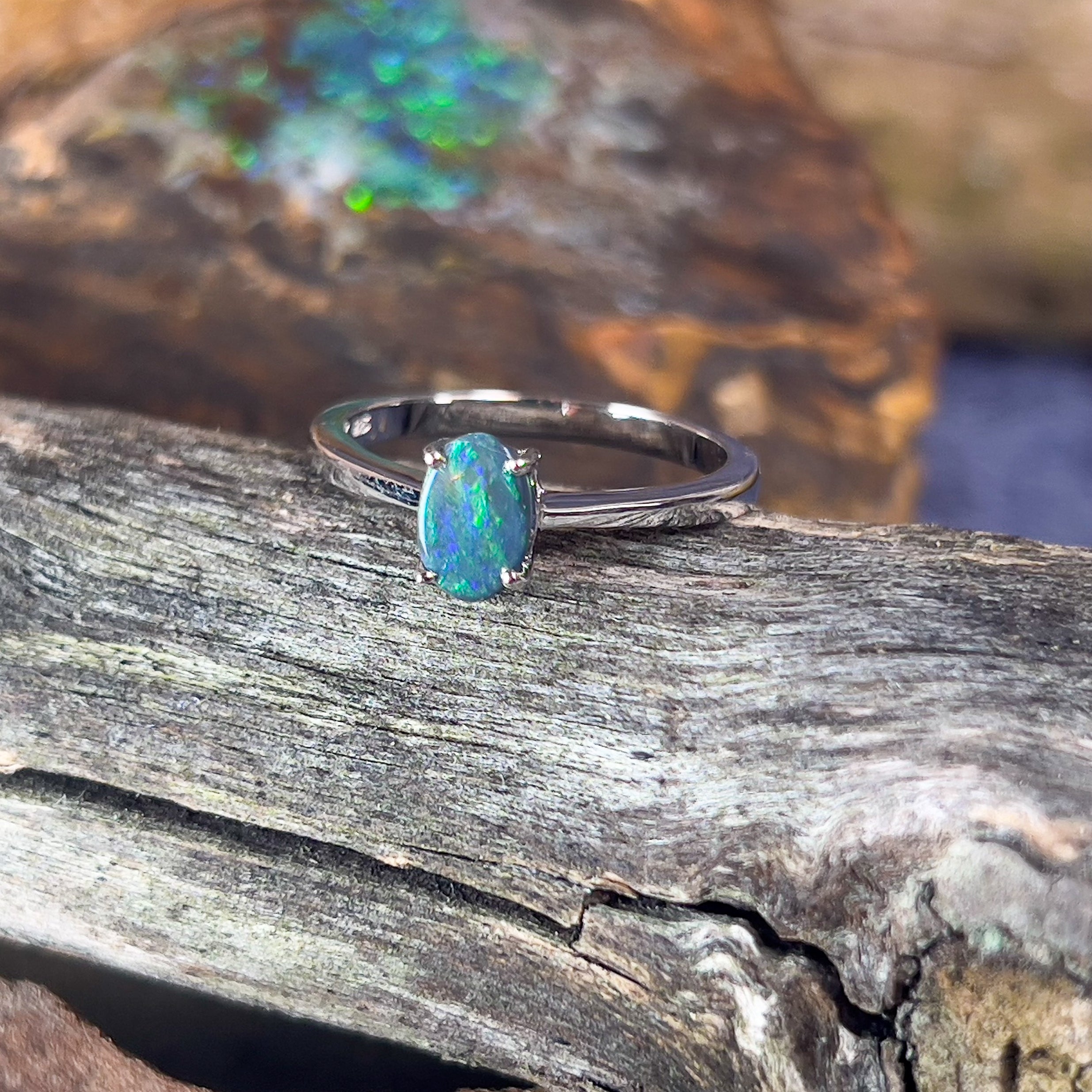 Sterling Silver Black Opal ring 7.1x4.9mm - Masterpiece Jewellery Opal & Gems Sydney Australia | Online Shop