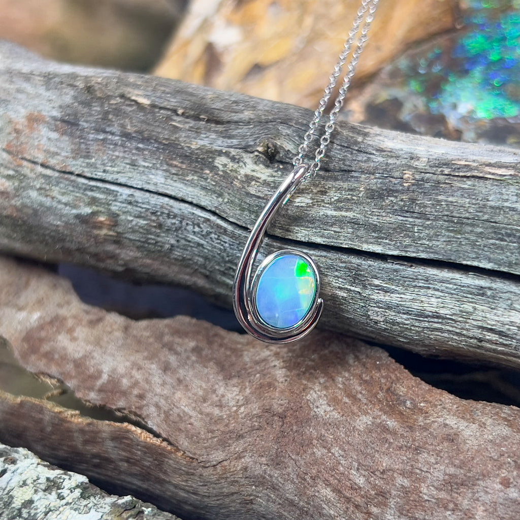 Sterling Silver swirl Opal doublet pendant - Masterpiece Jewellery Opal & Gems Sydney Australia | Online Shop