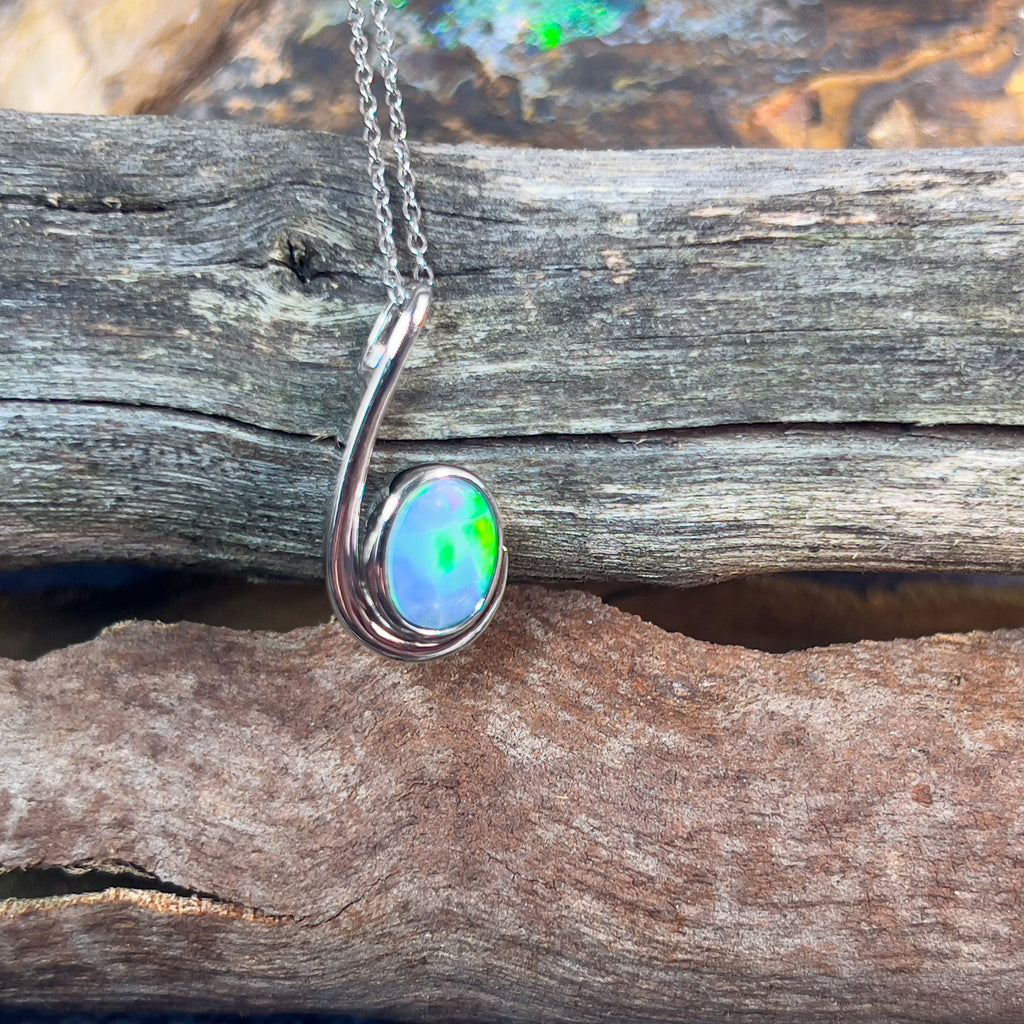 Sterling Silver swirl Opal doublet pendant - Masterpiece Jewellery Opal & Gems Sydney Australia | Online Shop