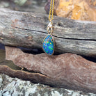 9kt Yellow Gold Opal doublet and Diamond pendant - Masterpiece Jewellery Opal & Gems Sydney Australia | Online Shop