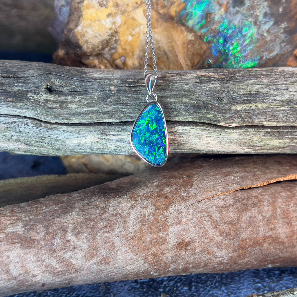 Sterling Silver Green Opal doublet pendant - Masterpiece Jewellery Opal & Gems Sydney Australia | Online Shop