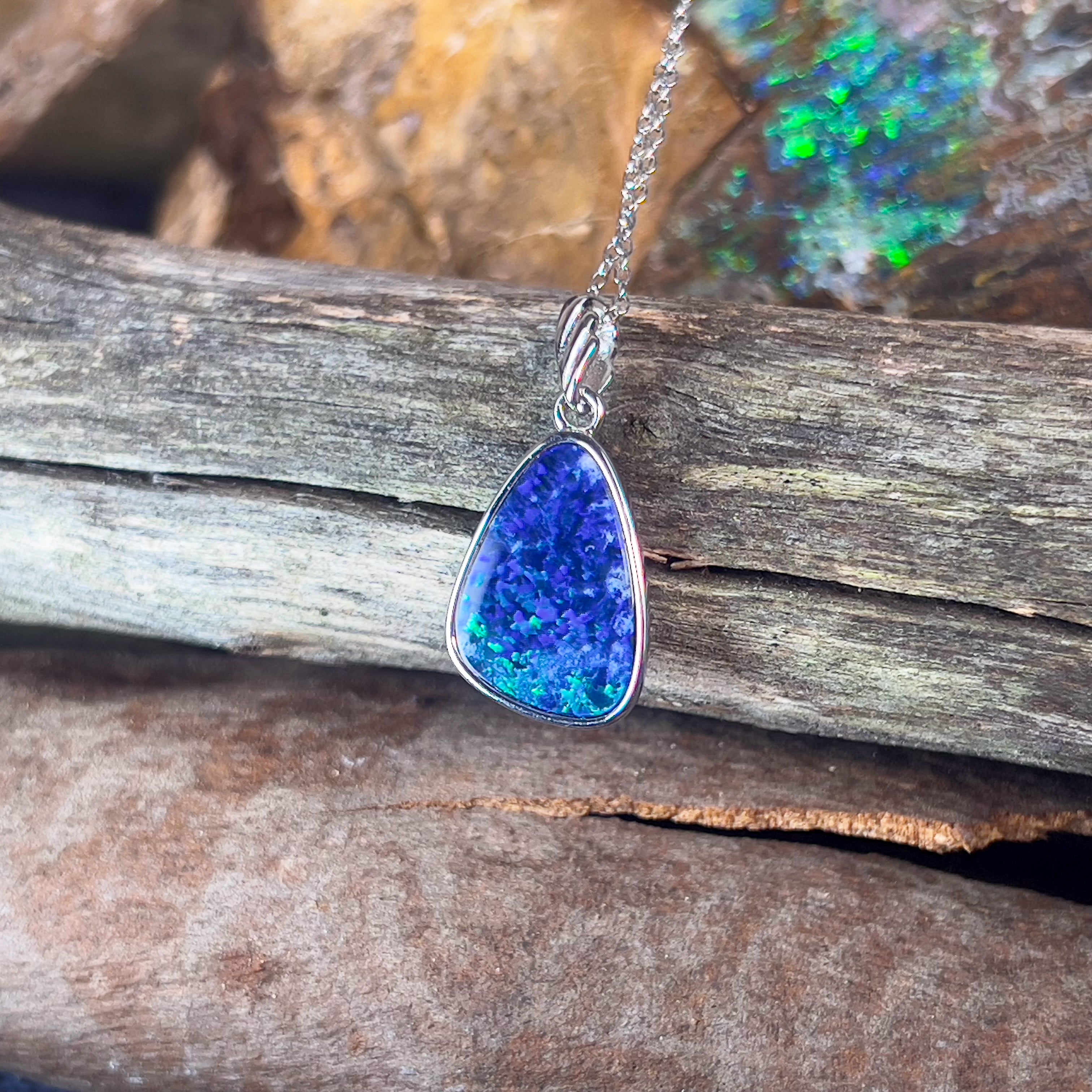 Blue green on sale opal necklace