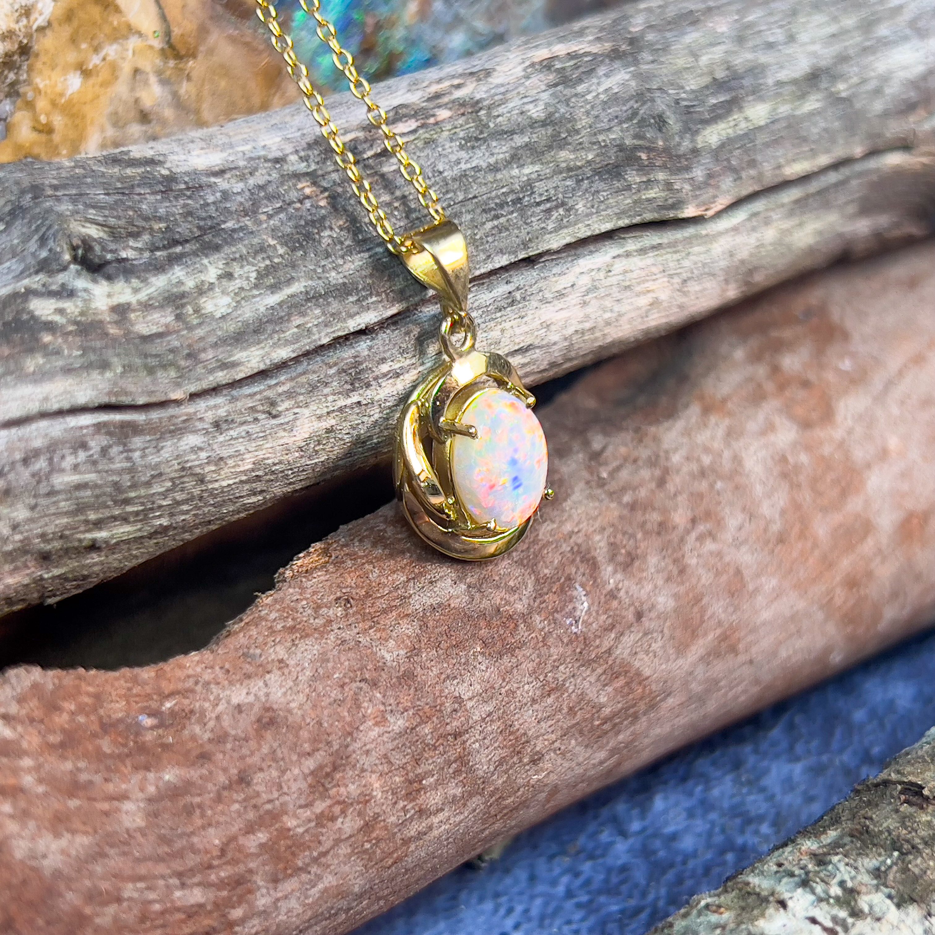 18kt Yellow Gold Light Opal red colour pendant - Masterpiece Jewellery Opal & Gems Sydney Australia | Online Shop