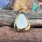 18kt Yellow Gold White Opal 10.24ct bezel set freeform pendant - Masterpiece Jewellery Opal & Gems Sydney Australia | Online Shop