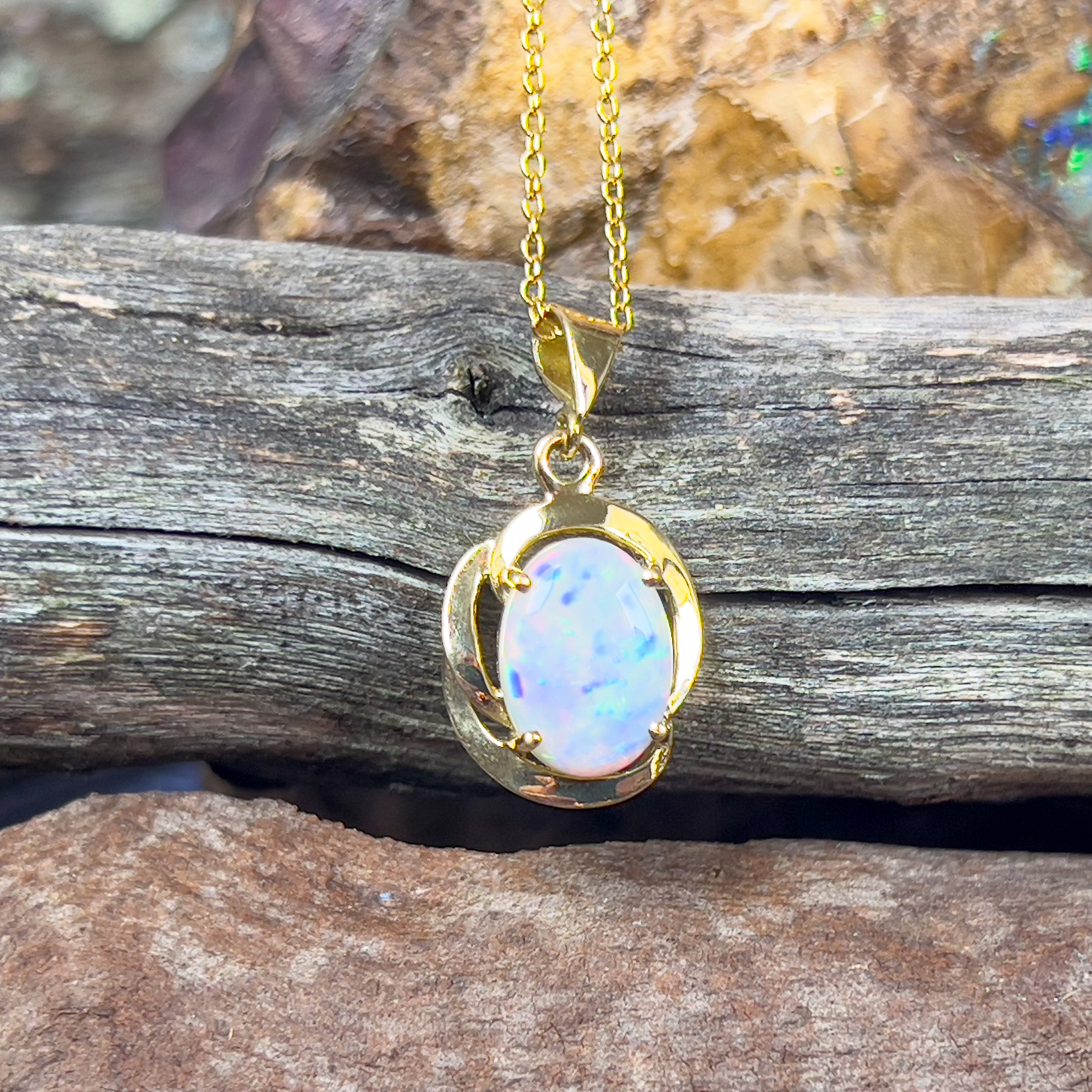 18kt Yellow Gold Semi Black Opal 1.8ct pendant - Masterpiece Jewellery Opal & Gems Sydney Australia | Online Shop