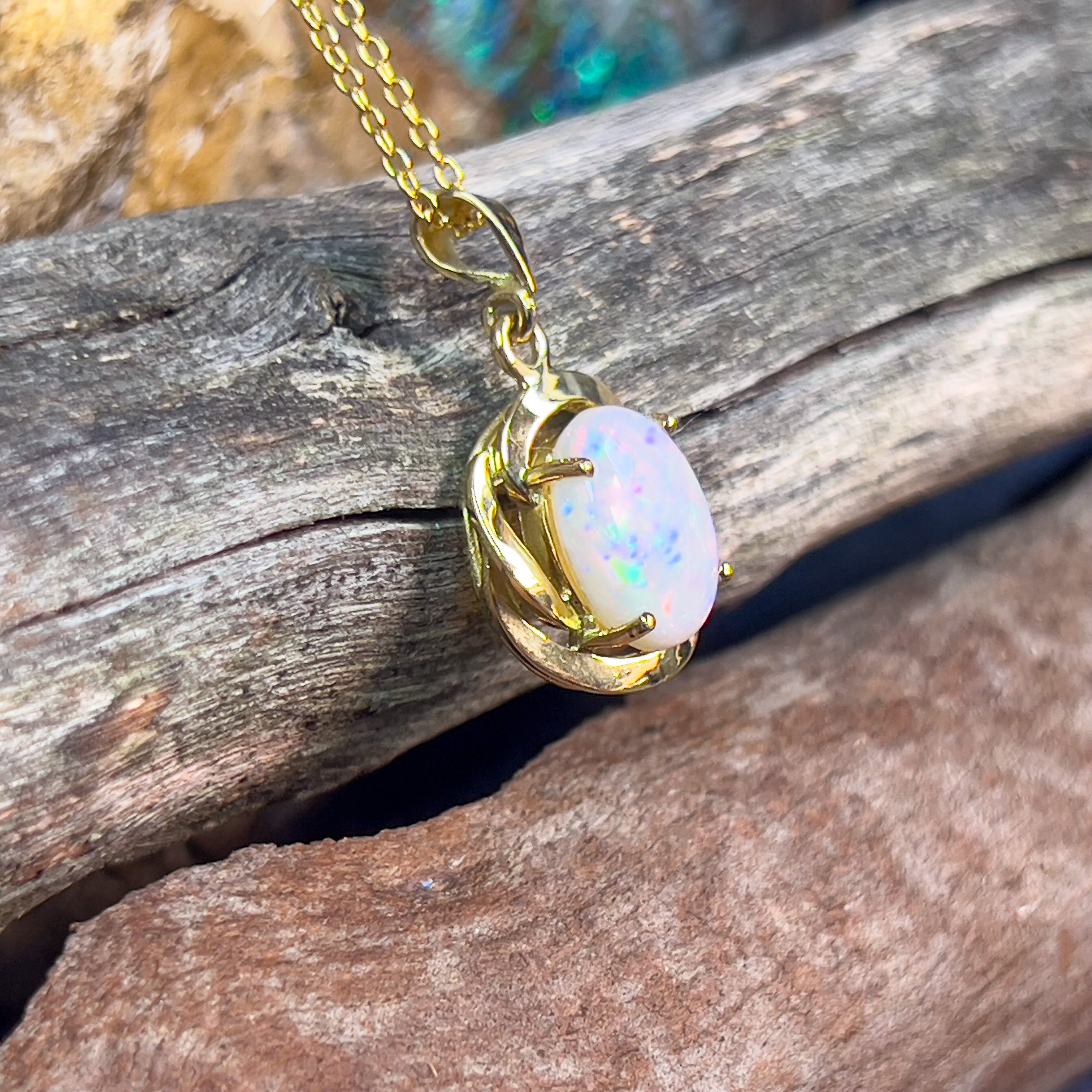 18kt Yellow Gold Semi Black Opal 1.8ct pendant - Masterpiece Jewellery Opal & Gems Sydney Australia | Online Shop