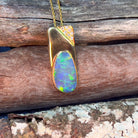 18kt Yellow Gold pendant with 4.27ct Black Opal and Diamonds - Masterpiece Jewellery Opal & Gems Sydney Australia | Online Shop