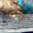 18kt Yellow Gold cross over black opal 0.15ct ring - Masterpiece Jewellery Opal & Gems Sydney Australia | Online Shop
